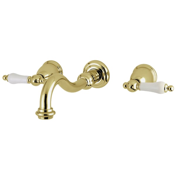 Roman Tub Faucet, Polished Brass, Wall Mount